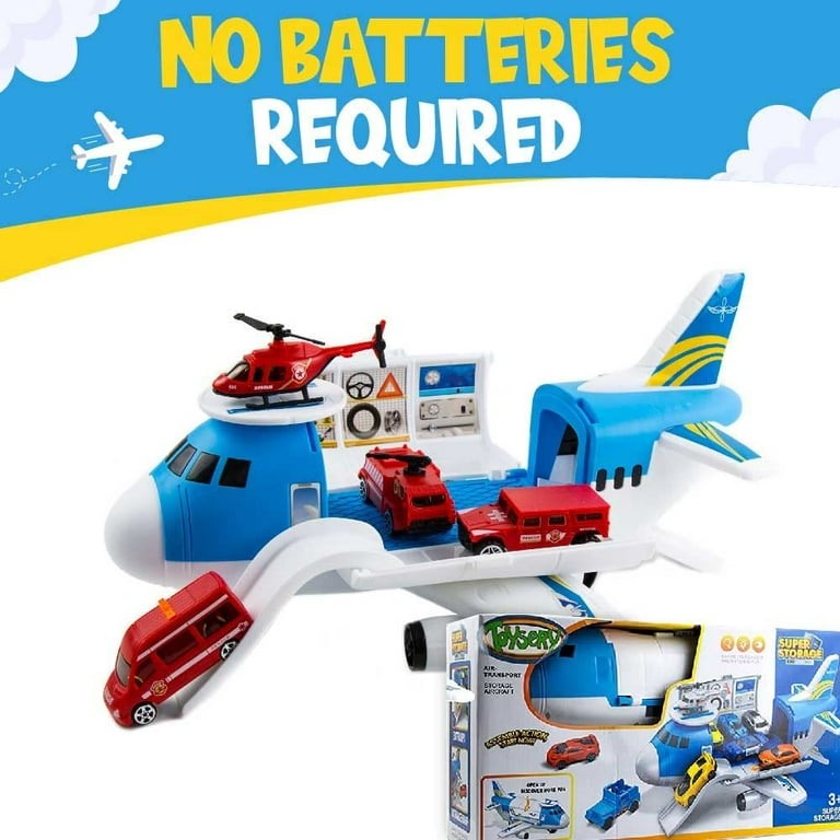 Toysery Airplane Toys for Kids, Bump and Go Action, Toddler Toy Plane with  LED Flashing Lights and Sounds for Boys & Girls 3-12 Years Old (Cargo