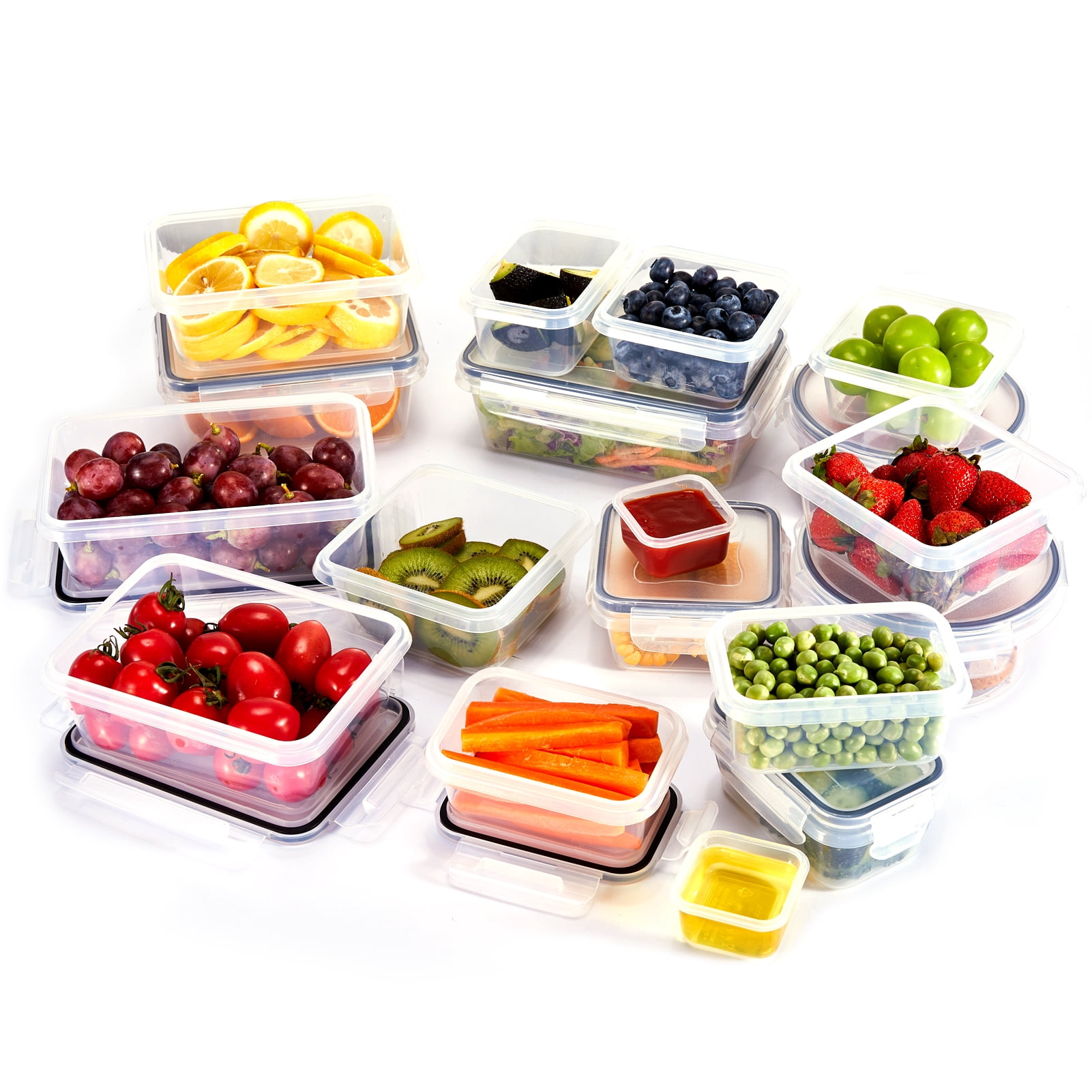 48-Piece Deluxe Food Storage Containers Set - Airtight, BPA-Free, Easy-Snap Lids, and Stackable - Includes 24 Containers, 24 Lids, Free Labels, and Marker for Pantry and Kitchen Organization