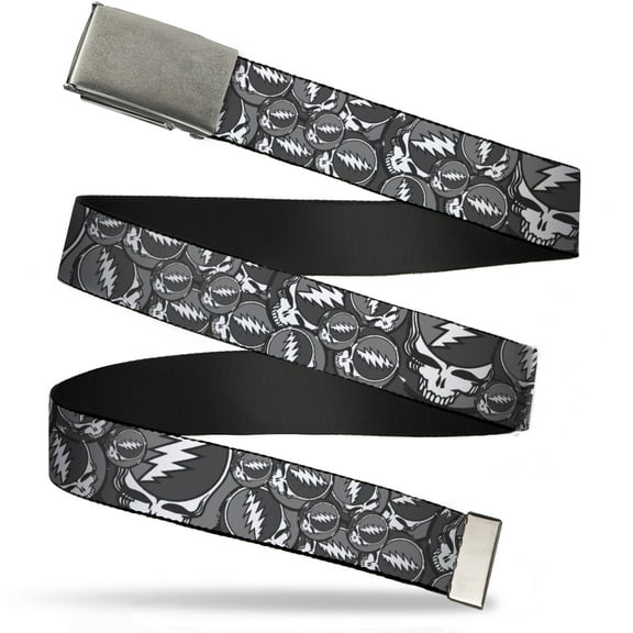 Adjustable Belt, Clamp Buckle, Cut-to-Fit, Steal Your Face Stacked Gray