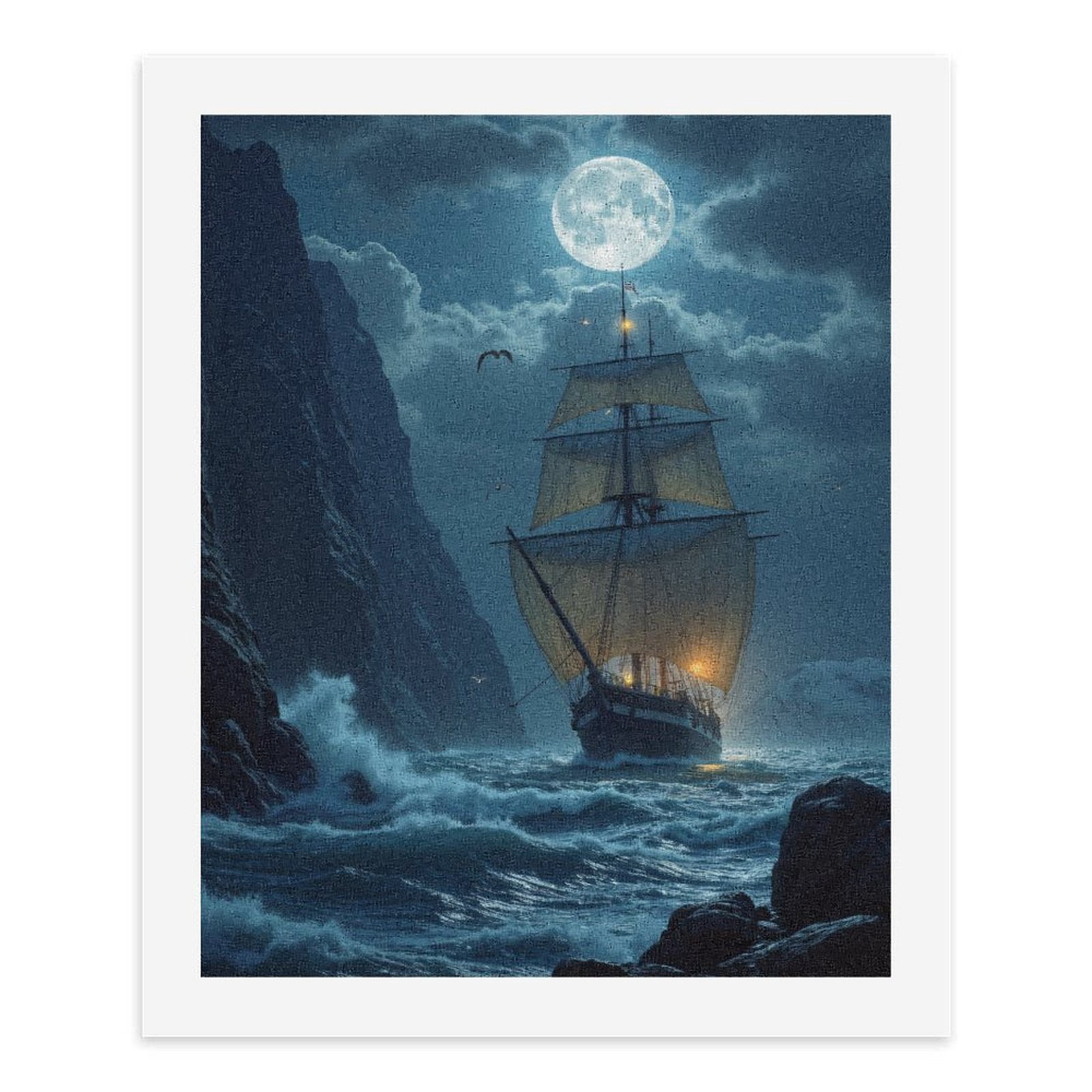 Paint by Numbers Kit for Adults, Sailing Ship Moonlight Ocean Waves Paint by Numbers, Easy Paint by Numbers Kit for Adults Beginner, DIY Adult Paint by Number Kits on Canvas, Home Decor