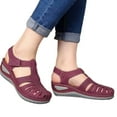 thumbnail image 2 of Xfvqtps Womens Sandals Wedge Shoes Close Toe Ankle Strap Hook and Loop Arch Support Mid Heels Soft Sole Non Slip Comfortable Breathable Bohemia Summer Outdoor Casual Wedges Purple, 2 of 4