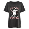 thumbnail image 4 of Easter Bunny Rabbit Graphic Short Sleeve T Shirt for Women Crew Neck Casual Tee Soft Breathable Grey M, 4 of 4