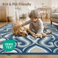 thumbnail image 4 of ODIKA 8'x10' Washable Area Rug Animals Marine Turtle Scattered Ocean Border Symmetrical Nautical for Living Room, Under Sectional, Family , Durable, Non-Slip, 4 of 7