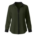 thumbnail image 6 of SEROYE Women's Button Down Shirt Color Block Long Sleeve Classic Fit Collared Blouse Dressy Casual Office Work Tops (M, Army Green), 6 of 6