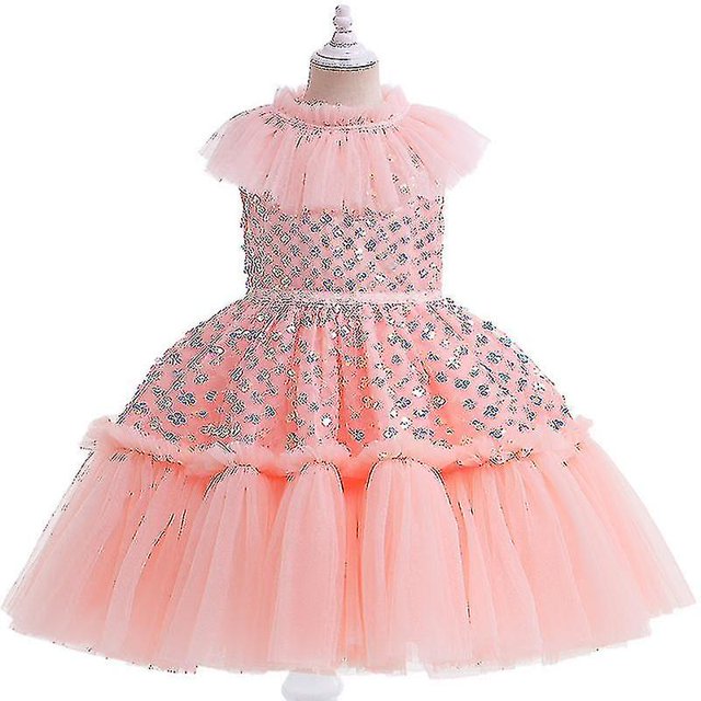 Vestido de lentejuelas para niñas Vestidos de princesa Vestido de tutú de encaje para niños-n