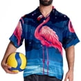 thumbnail image 4 of Flamingo Tropical Rainforest Men's Short Sleeve Poplin Shirt, Casual Printed Button Down Summer Beach Shirt - Unisex, 4 of 6