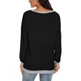 thumbnail image 3 of Top De Cuello Redondo Manga Larga Diseño De Empalme Versátil Sudadera De Mujer Top Para La Vida Diaria Fiesta Club Vacaciones Oficina Negro L, 3 of 6