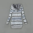 thumbnail image 6 of Cnbwig Cardigan for Womens Sweater Hooded Overcoat Knitted Thick Striped Printed Button Up Plus Size Mid-Length Outwear Coat Jacket Sweaters Fashion Ladies Cardigans A-Blue L, 6 of 7