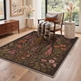 thumbnail image 5 of GENIMO 5'x7' Floral Botanical Area Rug for Living Room, Machine Washable Non Slip Low Pile Rug for Bedroom Dining Room, Dusty Umber, 5 of 5
