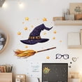 thumbnail image 1 of Adhesivos de pared para Halloween, sombrero de bruja, escoba mágica, estrellas y gafas, 1 of 4