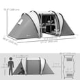 thumbnail image 3 of Outsunny Camping Tent with 2 Bedrooms and Living Area, 3000mm Waterproof, 3 of 10