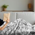 thumbnail image 3 of Leaf Soft Flannel Fleece Throw Blanket, Things from Nature in Sketch Form Birds Flowers Strawberry Sunflower Ferns Print, Cozy Plush for Indoor and Outdoor Use, 50" x 70", Black White, by Ambesonne, 3 of 5
