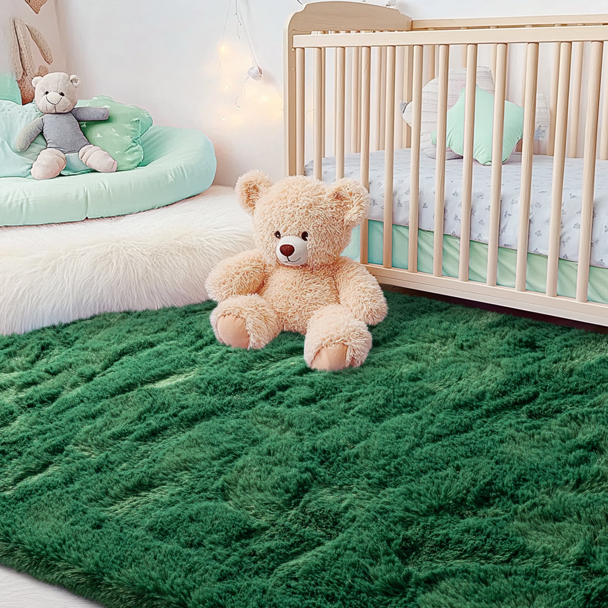 ZENELESS 4'x6' Soft Rug Indoor Modern Fluffy Area Rugs for Living Room Bedroom Carpet Home Decor,Green