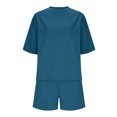 thumbnail image 4 of Wdfiry Women's Athletic Clothing Sets Solid Color T Shirts and Sweat Shorts Gym Sets Lightweight Womens Summer Workout Sets, 4 of 6