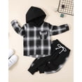 thumbnail image 5 of Toddler Boys Clothes Flannel Plaid Button Long Sleeve Hoodied Tops + Casual Pants 2pcs Spring Fall Winter Outfits Set Infant Little Kid 12 Months-5 Years, 5 of 6