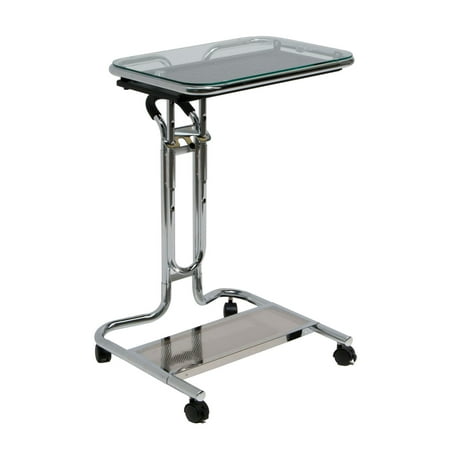 Patient Tray Cart - Calico Designs Laptop Cart with Tray in Chrome with Clear Glass