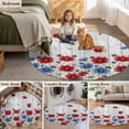 thumbnail image 5 of Red Blue Floral Round Area Rug 3Ft Washable Small Circle Rugs for Kitchen Entryway, Independence Day Flowers Grey Wooden Non-Slip Carpet Floor Mats Indoor Outdoor Carpet Runner Aesthetic Home Decor, 5 of 8