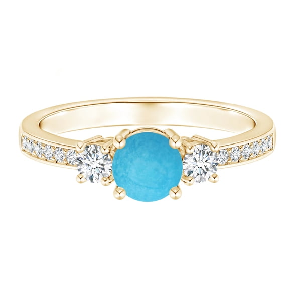 925 Sterling Silver Yellow Plated 0.80 Ctw Round Turquoise Wedding Cluster Ring