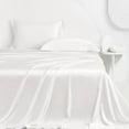 thumbnail image 4 of LINENWALAS Full Sheet Sets, Cooling Sheets, Rayon Derived from Bamboo, Deep Pocket Up to 16", Breathable & Soft Bed Sheets, Luxury Silky Bedding Sheets (Full, White), 4 of 9
