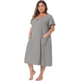 thumbnail image 3 of DARING DIVA Women's Plus Nightgown Short Sleeve Round Neck Soft Nightshirt 1X Grey, 3 of 6