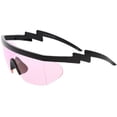 thumbnail image 3 of Oversize Semi Rimless Goggle Shield Sunglasses Color Lens 60mm (Black / Pink), 3 of 4