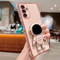 thumbnail image 3 of Phone Case for Samsung Galaxy A24 4g 6.5" Luxury Plating Astronaut Stand Holder Phone Case with Cute Love Heart Side Small Pattern Soft Silicone Shockproof Kickstand Cover Bumper (Pink), 3 of 12