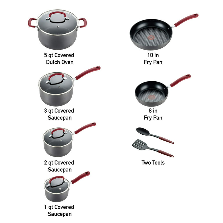 T-fal, Ultimate Hard Anodized, Nonstick 16 In. x 13 In. Roaster AND  B004SC63 Ultimate Hard Anodized Cookware Set, 12-Piece, Red
