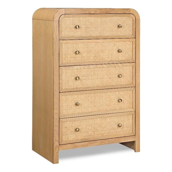 Meridian Furniture Siena Natural Ash Wood and Natural Cane Chest