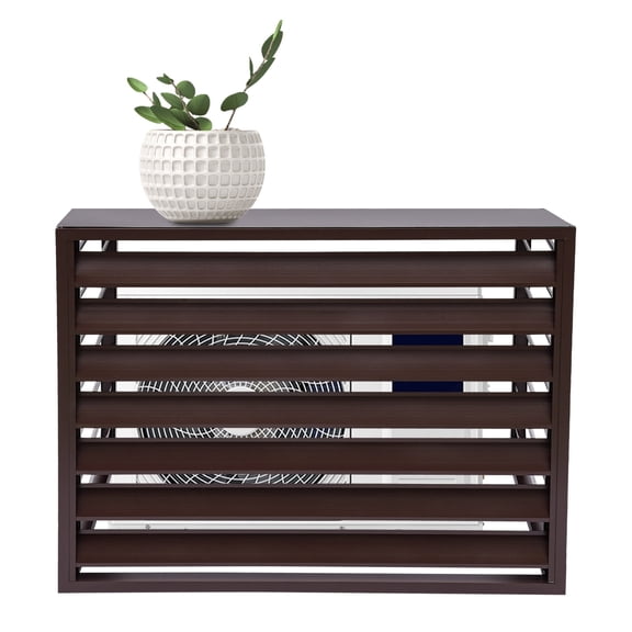Aluminum Alloy Air Conditioner Fence Screen for Outdoor with Top Storage Shelf 43*24*32" Coffee