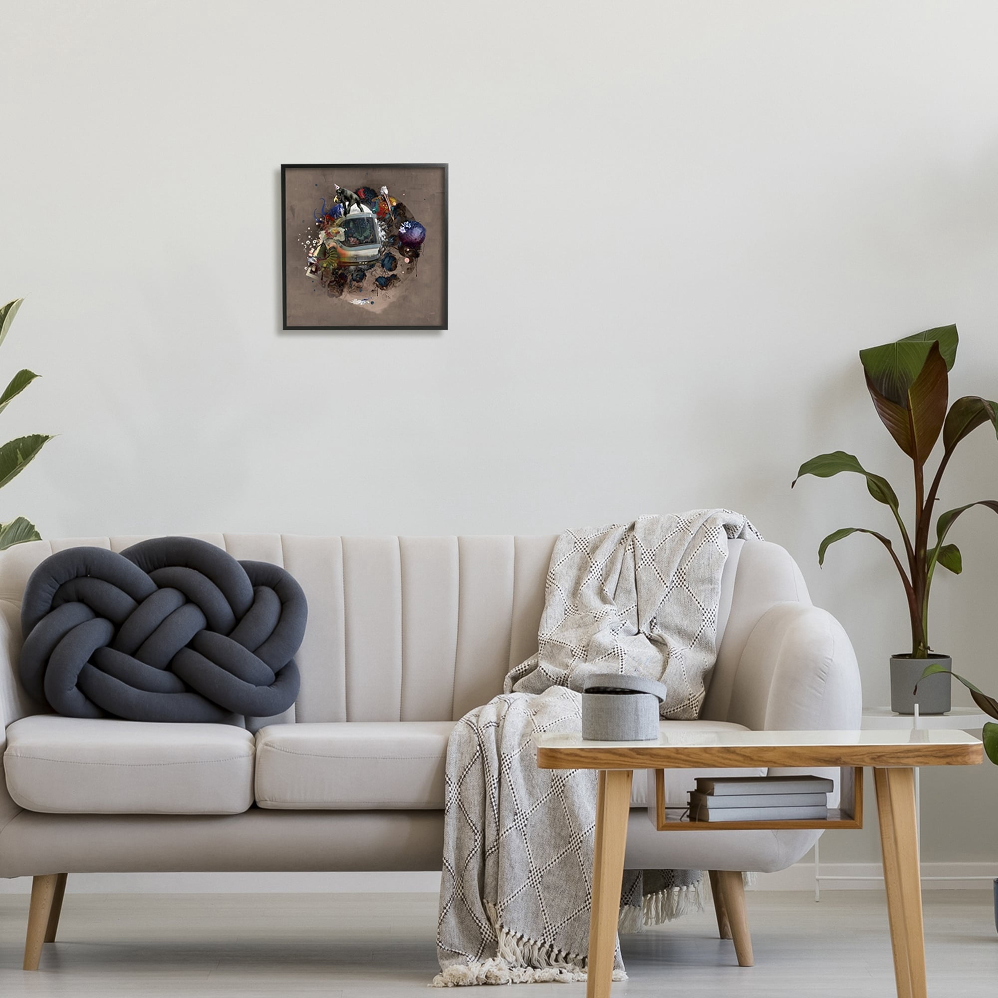 Stupell Industries Layered Street Style Collage Monkey Miscellaneous Wildlife Framed Wall Art, 24 x 24, Design by Teis Albers