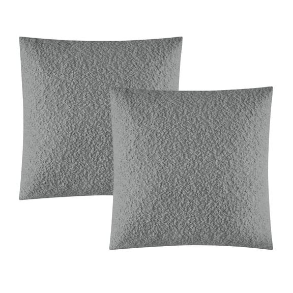 Mainstays 18"x18" Boucle Decorative Throw Pillow Cover- 2Pk- Soothing Gray