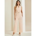 thumbnail image 3 of DARING DIVA Women's Casual Sleeveless Shawl Collar Office Jumpsuit L Beige, 3 of 6