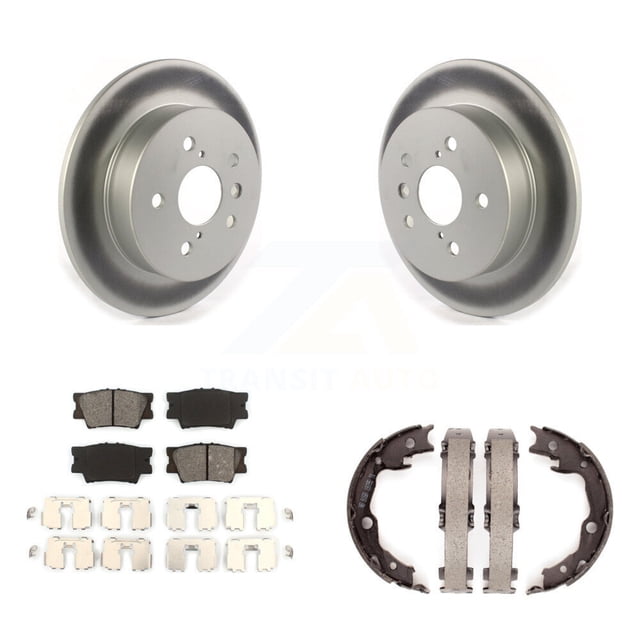 Transit Auto Rear Disc Coated Rotors Semi-Metallic Pads and Parking Brake Shoes Kit for Car Toyota Camry KGS-102995