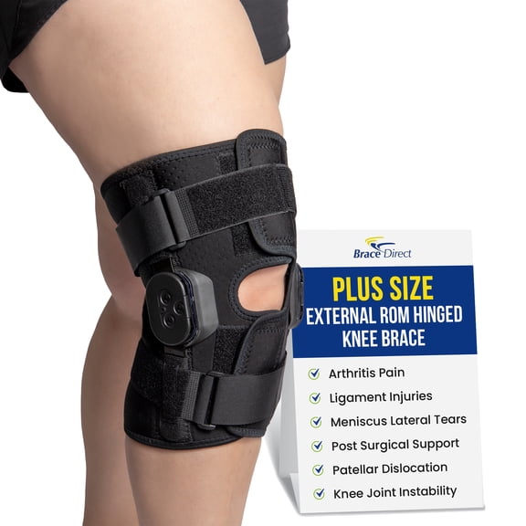 Brace Direct External ROM Plus Size Knee Brace PDAC L1832 / L1833 - Adjustable Support for Sizes XL to 8XL
