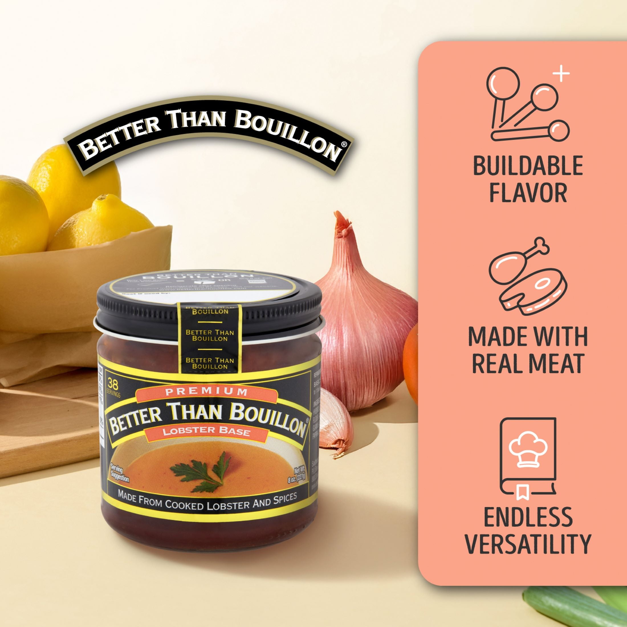 Better Than Bouillon Premium Lobster Base, Shelf-Stable, 8 oz Jar