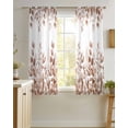 thumbnail image 4 of Brown Red Eucalyptus Leaves Sheer Curtains 45 Inch Length 2 Panels Set for Living Room/Bedroom, Watercolor Spring Summer Botanical Kitchen Curtains Grommet Curtains Window Treatments 42"x45"x2, 4 of 7