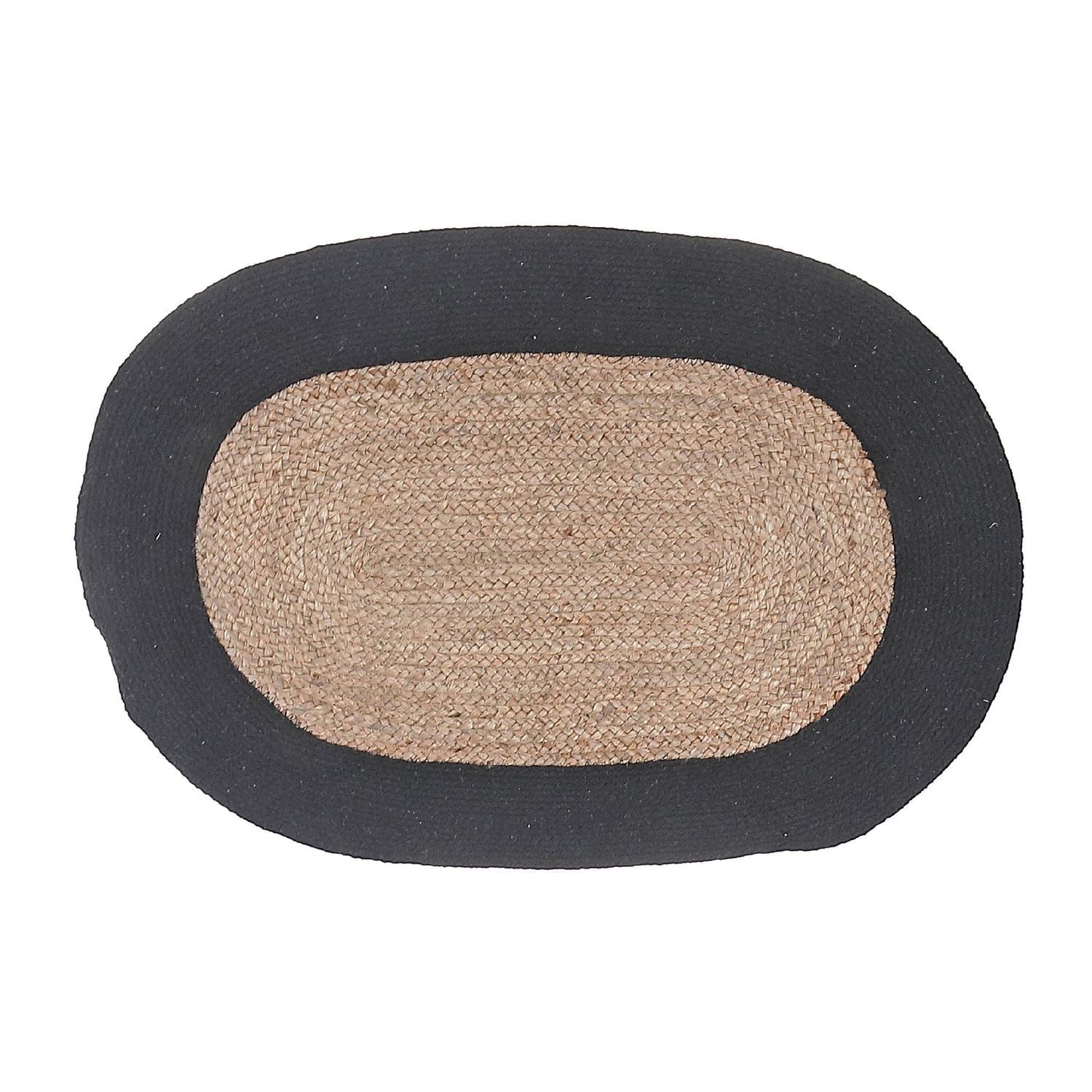IH Casa Decor Oval Braided Jute Mat With Black Cotton Border 24 X 36