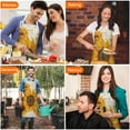 thumbnail image 4 of Beige Calligraphy Sunflower Pattern Apron-Garden Aprons for Women with Pockets-Cotton Linen Waterproof Kitchen Cooking Gardening Aprons Adjustable for Kitchen,Cooking,BBQ and Salon 33x27 Inch, 4 of 7