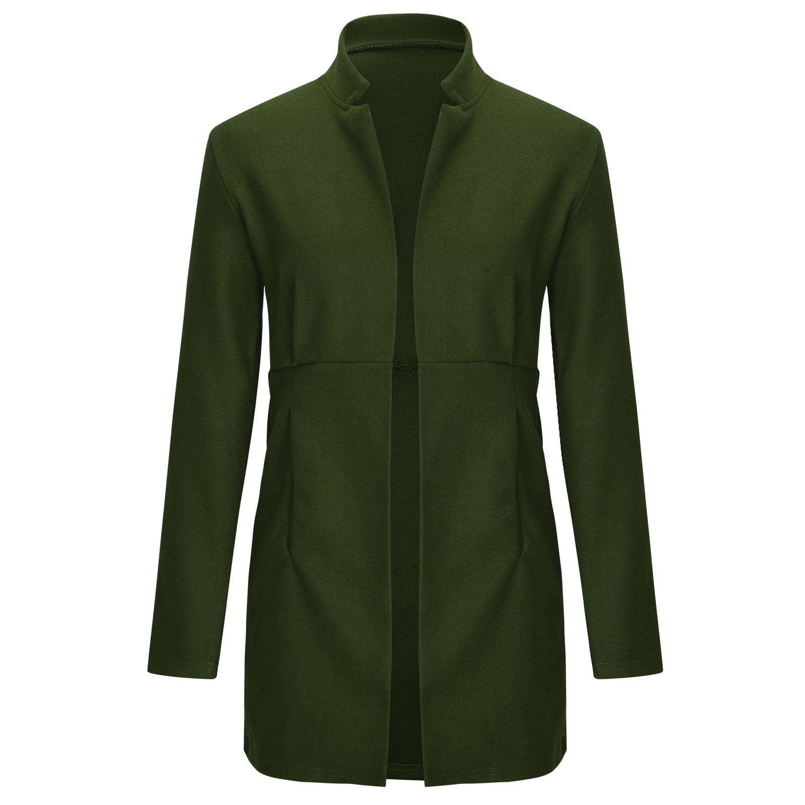 IROINNID Women's Leisure Mid-Long Coat Point Collar Solid