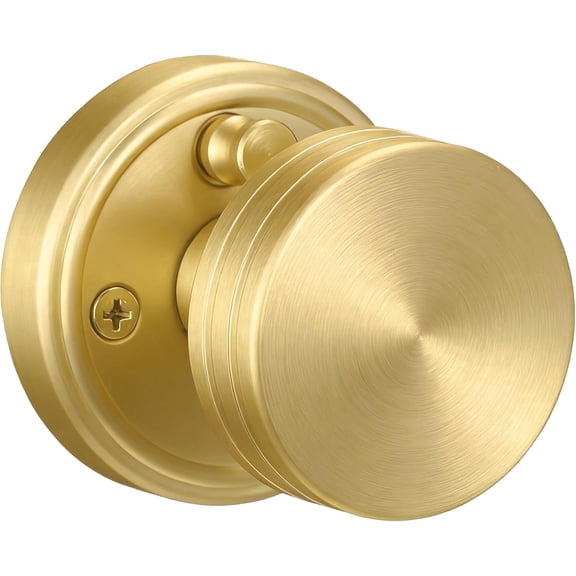 Klamerit Privacy Brushed Gold Door Knobs Heavy Duty Zinc Alloy Round Interior Door Knobs with Lock,for Bathroom & Bedroom