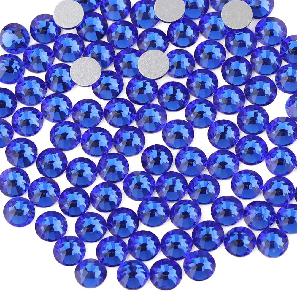  The Crafts Outlet 5-Pack Set (5X - 2,500-Piece), Round 2mm  Rhinestones, Flatback, Blue Tones
