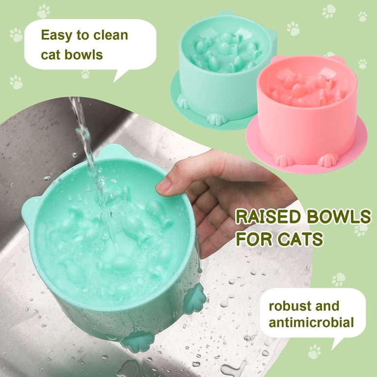 Abaima Slow Feeder Cat Bowls 2 Pack with Non-Slip Mats photo 5