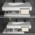 thumbnail image 5 of GGISHA 48"x19" Wall-Mount Stone Resin Bathroom Sink Rectangular Vessel Sinks for Bathroom Floating Vanity Sink Trough Modern Art Basin with Shelf Layer, 5 of 6