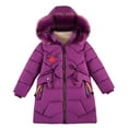 thumbnail image 3 of Letdown Girls Winter Coat Warm Parka Puffer Jacket with Hood Warm Fleece Zipper Outerwear Jackets Coats for Snow Play & Casual Outdoor (Purple,6-7 Years), 3 of 6