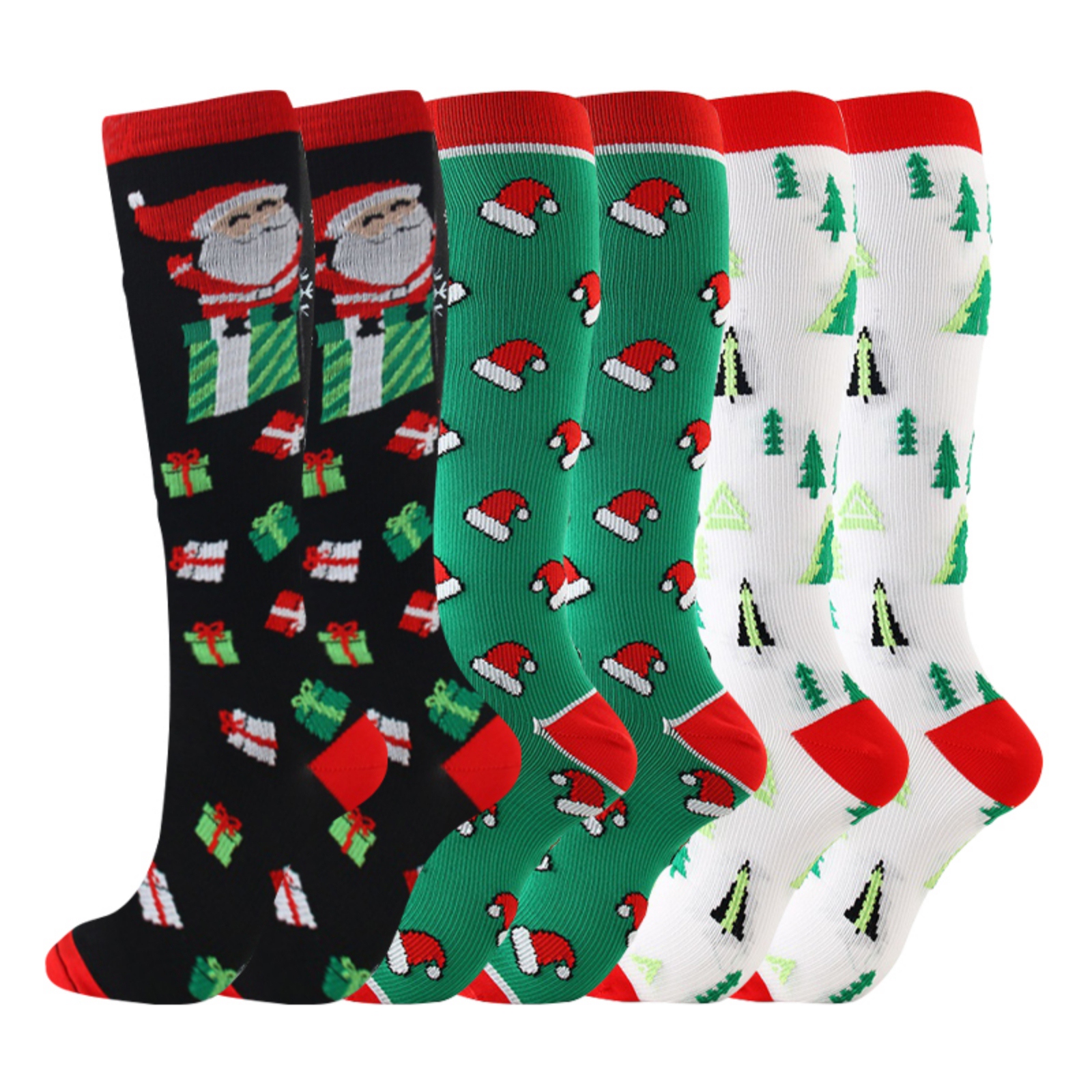 Aosijia 3 Pack Christmas Compression Socks for Women Men 2030 mmHg