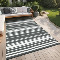 EcoSummer Waterproof Outdoor 8x10 Rug Reversible Plastic Straw Rug for Patio, Waterproof Picnic Mat Outside Large Carpet for Camping RV Beach Deck Backyard Balcony,Gray