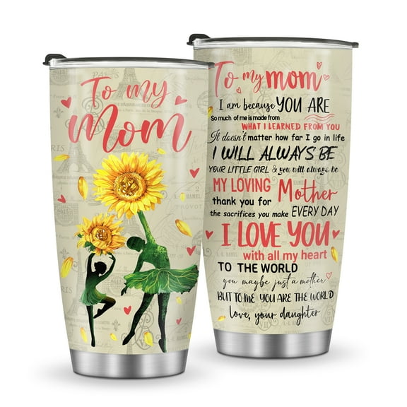 Jekeno Best Gifts for Mom from Daughter - To My Mom - Mother's Day Christmas Birthday Gifts for Mom from Son - Women Sunflower Retirement Gifts - Stainless Steel Tumbler Traval Mugs Traval Cup (20oz)