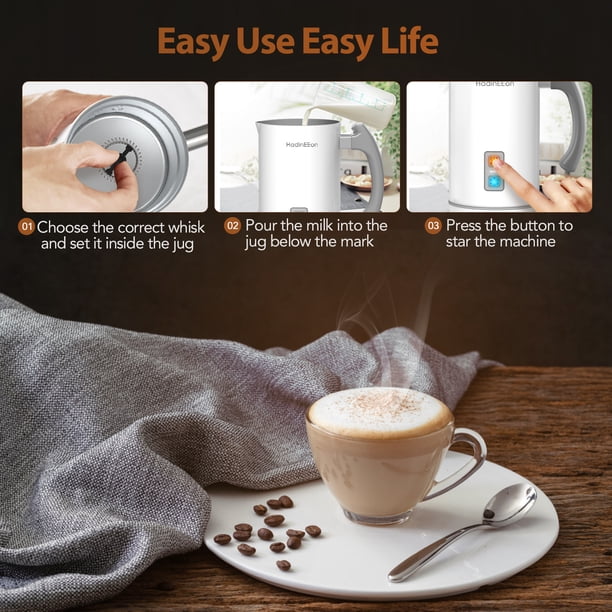 HadinEEon Milk Frother,500ml Electric Milk Steamer, Automatic Hot
