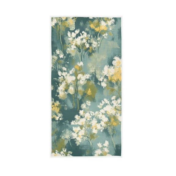 Gray and Green Flowers Face Towel Absorbent Hand Towels Bath Sport Gym