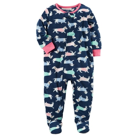 

Carter s Little Girls Navy Doggie One Piece Footed Fleece- 4T